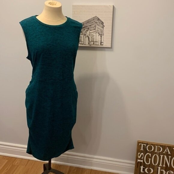 Joe Fresh Knit Lightweight Green Sleeveless Rouched Dress - Picture 1 of 10